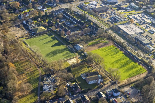 Aerial view of the sports field of SV Dorsten-Hardt in the Storchsbaumstraße in Dorsten in the Ruhr