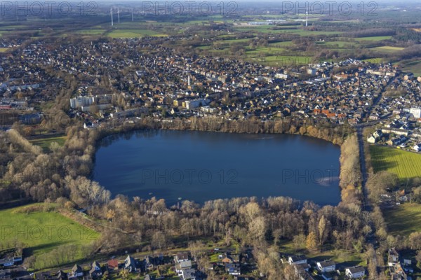 Aerial view of Blauer See used as a water reservoir by RWW Rheinisch-Westfälische