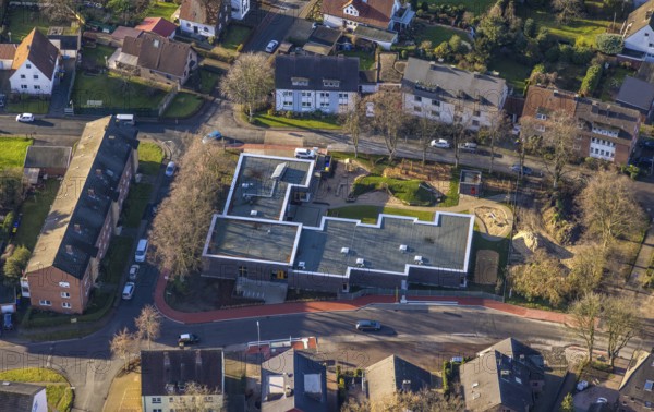 Aerial view of the new construction of the day care centre on Antoniusplatz in the Holsterhausen