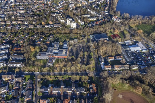 Aerial view of Neue Schule and Erich-Klausener Realschule in Juliusstraße in Dorsten in the Ruhr