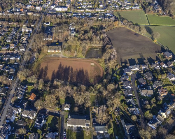 Aerial view sports ground at Bismarckstraße and former Gerhart-Hauptmann-Realschule in Dorsten in