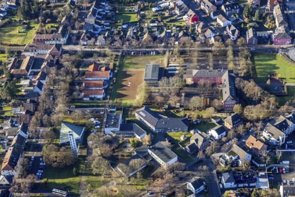 Aerial view Augustaschule in der Halterner Straße und evang. Kreuzkirche in Dorsten im Ruhr Area in