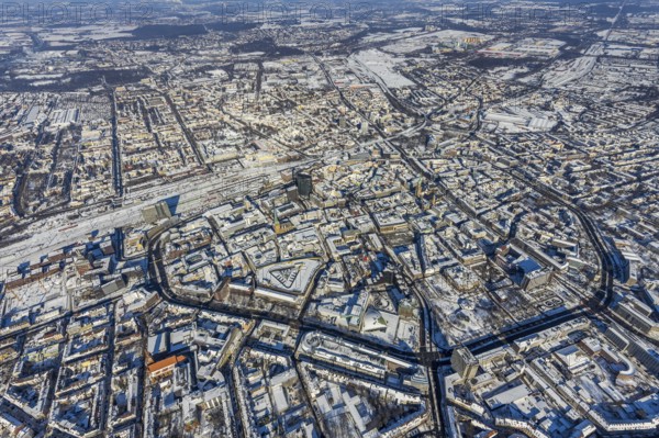 Aerial view, city centre, Wallring, central station, city, Dortmund, Ruhr area, North