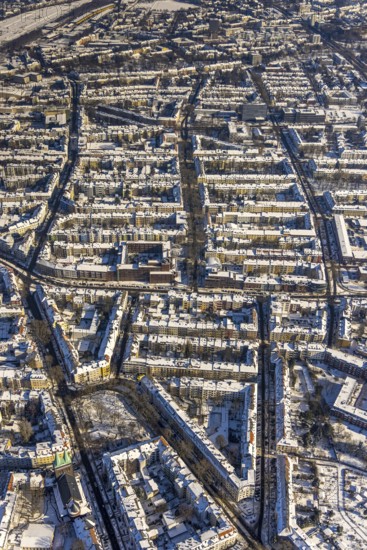 Aerial view, city centre, residential buildings, Hohe Straße, Landgrafenstraße, Westfalenhalle,
