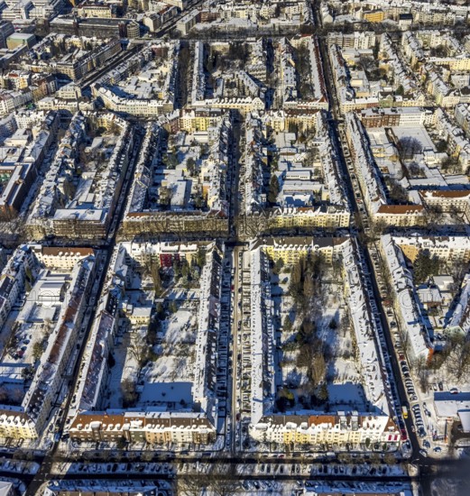Aerial view, city centre, residential buildings, Hohe Straße, Landgrafenstraße, Ruhrallee,