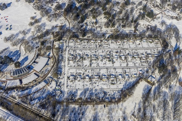 Aerial view, Buschmühle Westfalenpark, Gartenverein Am Neuen Hain, Ruhrallee, Dortmund, Ruhr area,