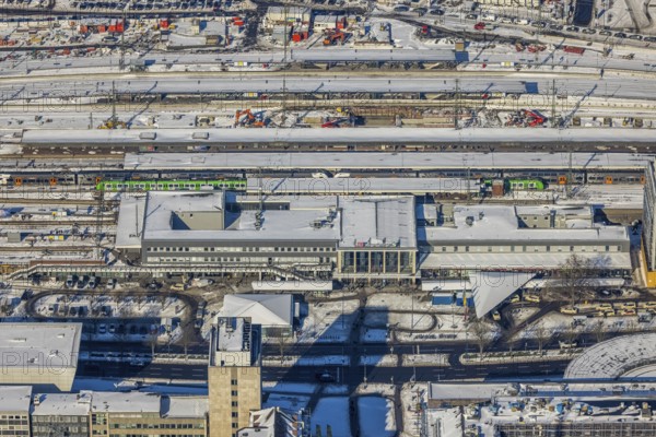 Aerial view, main station, city, Dortmund, Ruhr area, North Rhine-Westphalia, Germany, railway