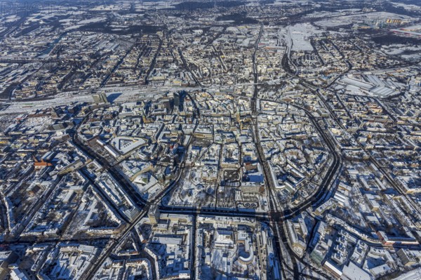 Aerial view, city centre, Wallring, central station, city, Dortmund, Ruhr area, North