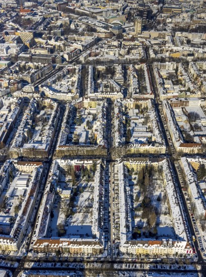 Aerial view, city centre, residential buildings, Hohe Straße, Landgrafenstraße, Ruhrallee,