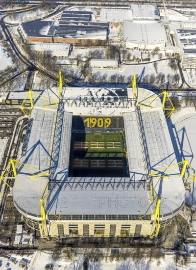 Aerial view, BVB stadium Signal Iduna Park, Westfalenhalle, Dortmund, Ruhr area, North