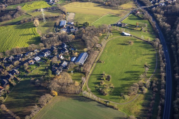 Aerial view in the district Östrich in Dorsten in the Ruhr area in North Rhine-Westphalia, Germany,