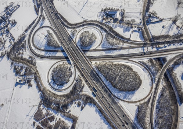 Aerial view, motorway junction Dortmund-Witten, A45 and A44, Persebeck, Dortmund, Ruhr area, North