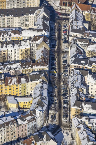 Aerial view, residential area Brunnenstraße, cleared street, Nordmarkt, Dortmund, Ruhr area, North