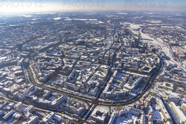Aerial view, city centre, Wallring, central station, city, Dortmund, Ruhr area, North