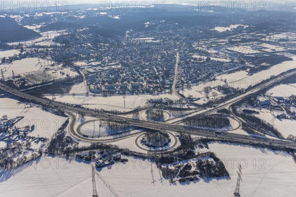 Aerial view, motorway junction Dortmund-Witten, A45 and A44, Persebeck, Dortmund, Ruhr area, North