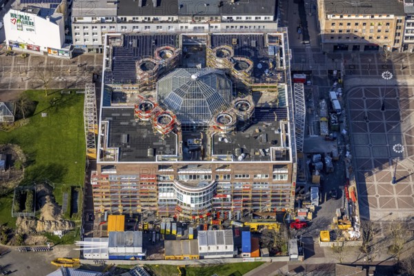 Aerial view, construction site and renovation town hall, city, Dortmund, Ruhr area, North