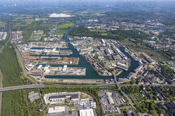 Aerial view, coal harbour of the inland port Dortmunder Hafen AG in Dortmund in the federal state