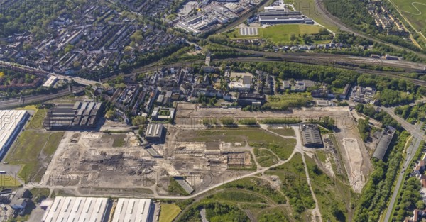 Aerial view, industrial estate of Union Gewerbehof GmbH, Rheinische Straße, ZukunftsCampus,