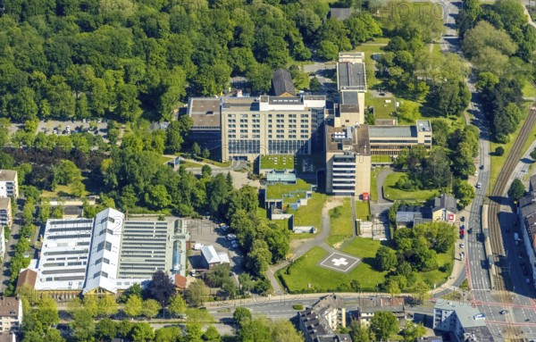 Aerial view, Klinikum Nord Dortmund, DEPOT cultural centre, harbour, Dortmund, Ruhr area, North