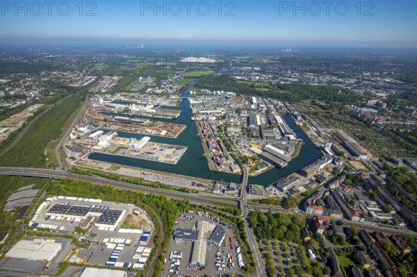 Aerial view, coal harbour of the inland port Dortmunder Hafen AG in Dortmund in the federal state