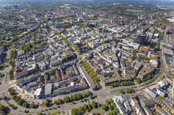 Aerial view, city of Dortmund, city centre view, RWE Tower black skyscraper, Dortmund, Ruhr area,