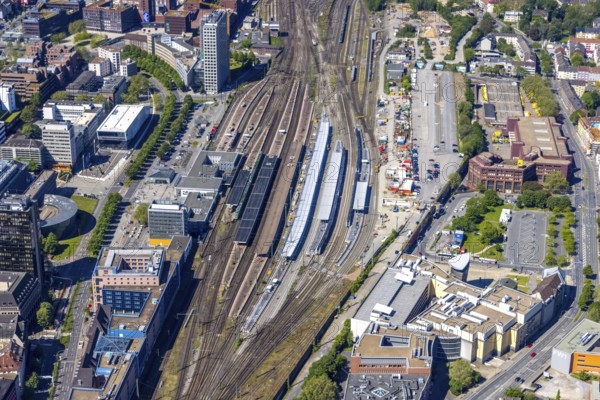 Aerial view, construction work at Dortmund main station, Nordmarkt, Dortmund, Ruhr area, North