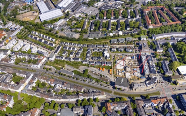 Aerial view, new development area at Ostbahnhof and new development area Kaiserquartier, City,