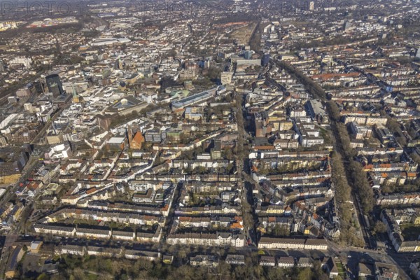 Aerial view, city centre view, perimeter block development, city, Dortmund, Ruhr area, North