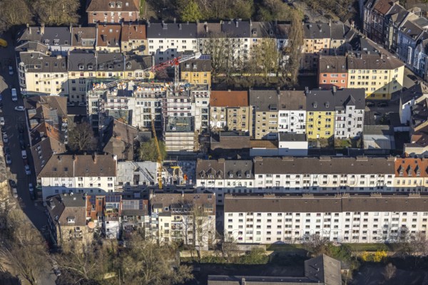 Aerial view, building sin in the classic perimeter block development, penthouse, Dorotheenstraße,