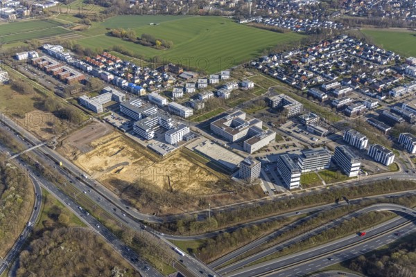 Aerial view, industrial estate Stockholmer Allee, Westfalendamm, Dortmund, Ruhr area, North
