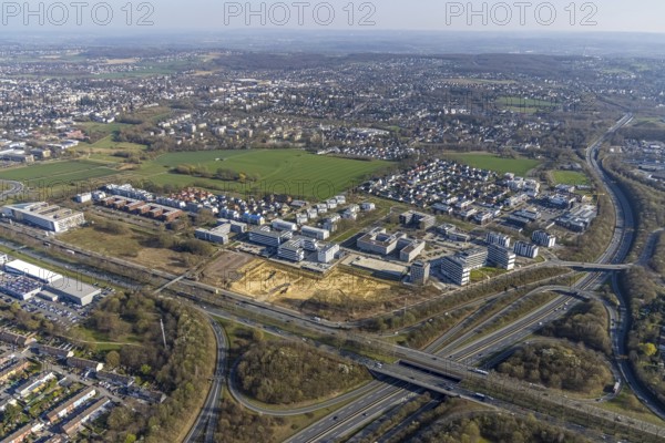 Aerial view, industrial estate Stockholmer Allee, Westfalendamm, Dortmund, Ruhr area, North