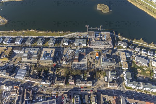 Aerial view, Phoenix-See, construction site residential complex Phönixseestraße, Kreuzknoten e.V.