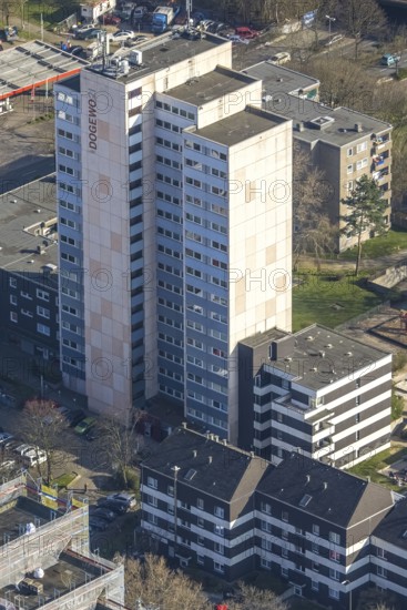 Aerial photo, demolition construction site high-rise building Kielstraße, project urban