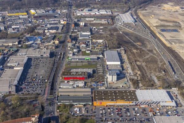 Aerial view, construction site Westfalenhütte, Eisenstraße, Nordmarkt, Dortmund, Ruhr area, North