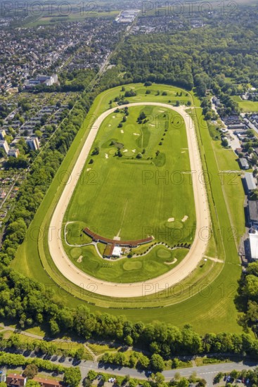 Aerial view, racecourse Dortmund with golf course, golf club GolfRange Dortmund, golf course at the