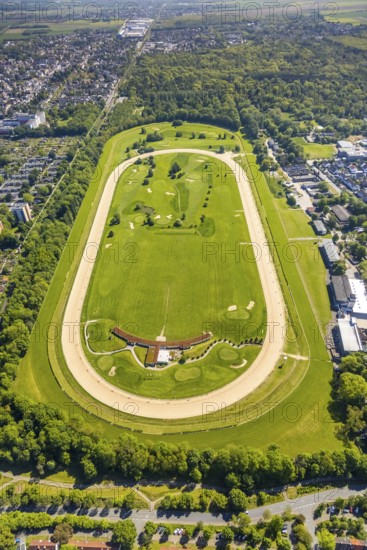Aerial view, racecourse Dortmund with golf course, golf club GolfRange Dortmund, golf course at the