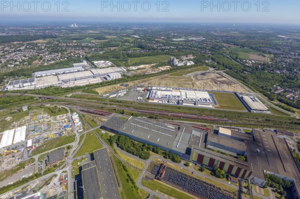 Aerial view, new REWE logistics centre and construction site of the former Westfalenhütte,