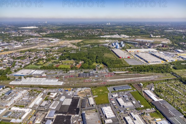 Aerial view, railway station, ICE plant Dortmund, Kaiserbrunnen, Dortmund, Ruhr area, North