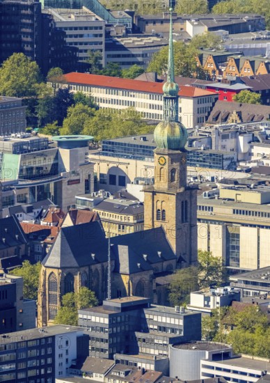 Aerial view, roofs of the city centre and St. Reinoldi Church, city, Dortmund, Ruhr area, North