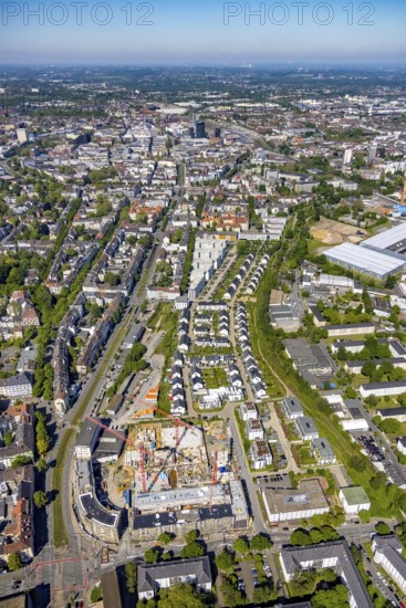 Aerial view, new development area at Ostbahnhof and new development area Kaiserquartier, City,