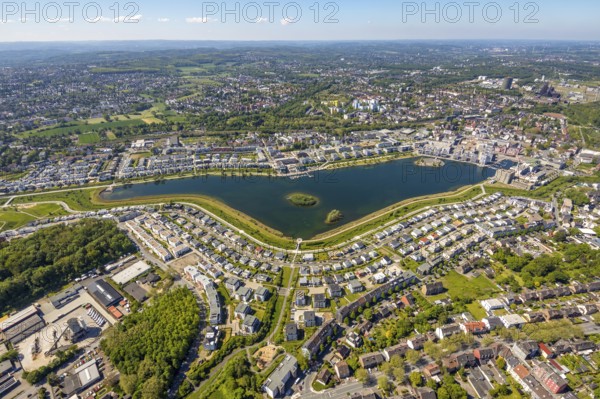 Aerial view, Phoenix Lake, Schüren, Dortmund, Ruhr area, North Rhine-Westphalia, Germany, DE,