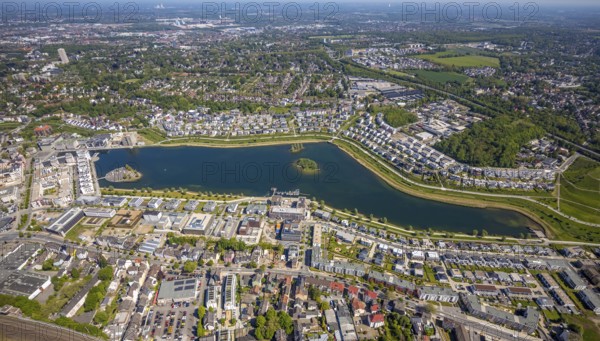 Aerial view, Phoenix Lake, Hörde, Dortmund, Ruhr area, North Rhine-Westphalia, Germany, DE, Europe,