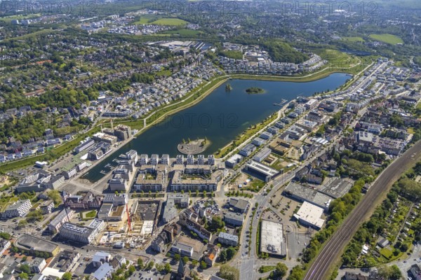 Aerial view, Phoenix Lake, Hörde, Dortmund, Ruhr area, North Rhine-Westphalia, Germany, DE, Europe,