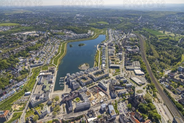 Aerial view, Phoenix Lake, Hörde, Dortmund, Ruhr area, North Rhine-Westphalia, Germany, DE, Europe,