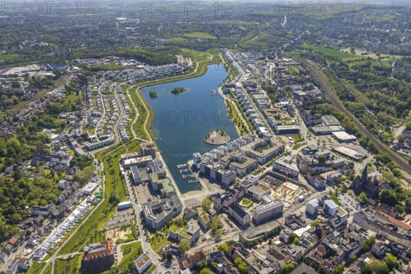Aerial view, Phoenix Lake, Hörde, Dortmund, Ruhr area, North Rhine-Westphalia, Germany, DE, Europe,