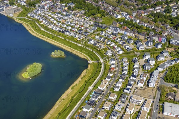 Aerial view, Phoenix Lake, Hörde, Dortmund, Ruhr area, North Rhine-Westphalia, Germany, DE, Europe,