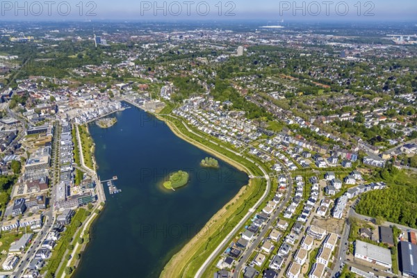 Aerial view, Phoenix Lake, Hörde, Dortmund, Ruhr area, North Rhine-Westphalia, Germany, DE, Europe,