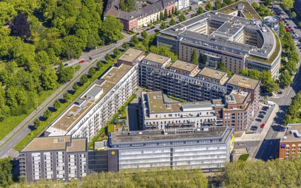 Aerial view, Berswordt-Quartier, Berswordt-Carrée, Berswordtstraße, Westfalenhalle, Dortmund, Ruhr