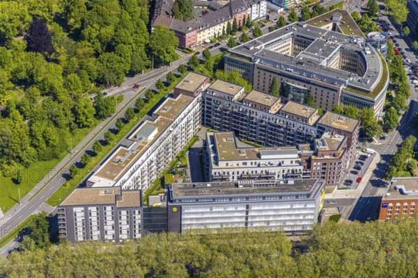 Aerial view, Berswordt-Quartier, Berswordt-Carrée, Berswordtstraße, Westfalenhalle, Dortmund, Ruhr