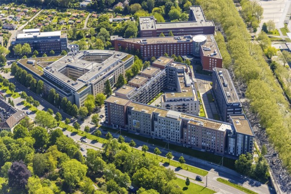 Aerial view, Berswordt-Quartier, Berswordt-Carrée, Berswordtstraße, Westfalenhalle, Dortmund, Ruhr